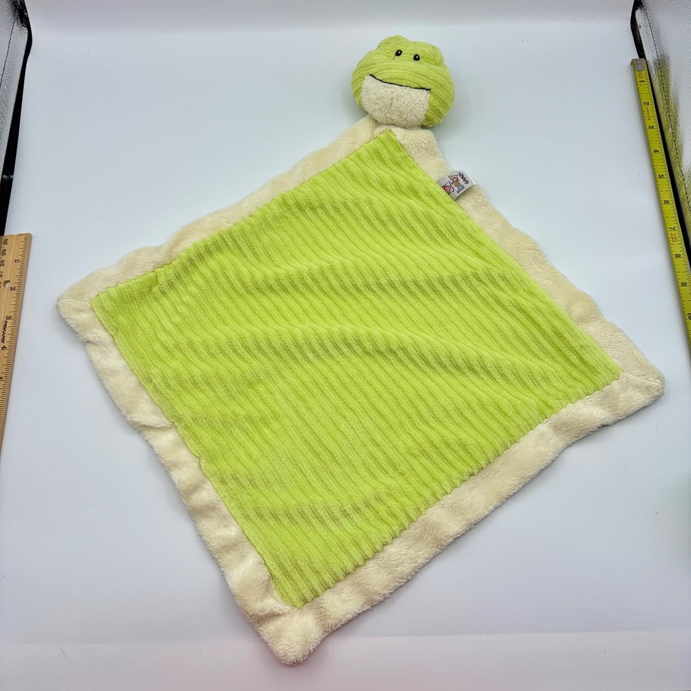 Ganz Baby Frog Security Blanket Lime Green Ribbed Plush Lovey 13x13 PA-5497(HK)